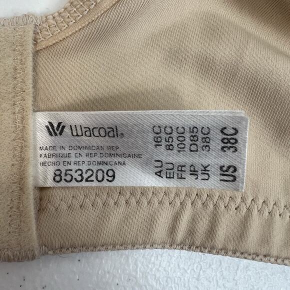 Wacoal 38C Sports Bra Contour High Impact Underwire 853209 Coolmax Beige Tan - Picture 12 of 15